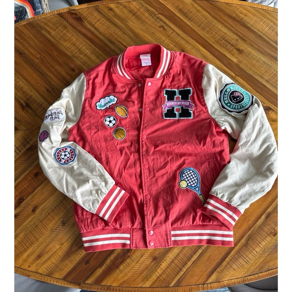 Sanrio Hello Kitty Friends Sports League Varsity Jacket M Kawai streetwear patch - Picture 8 of 12